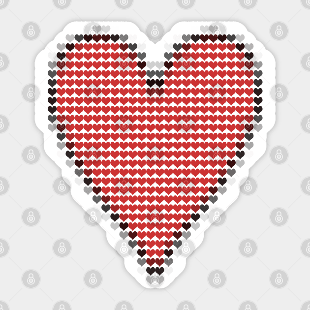 Red Valentines Day Heart Filled with Hearts Sticker by ellenhenryart